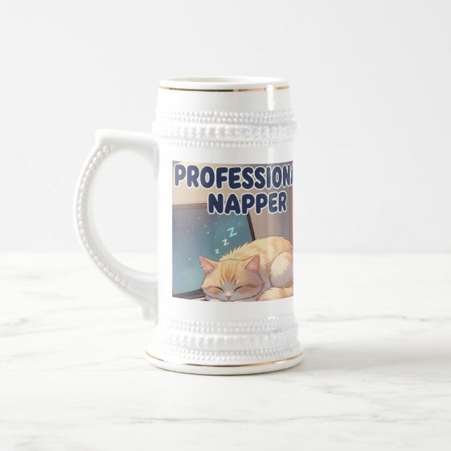 Taza de gato divertida para dormilón profesional | (Izquierda)