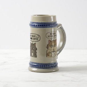 Taza de gato divertida sin charla antes del café  