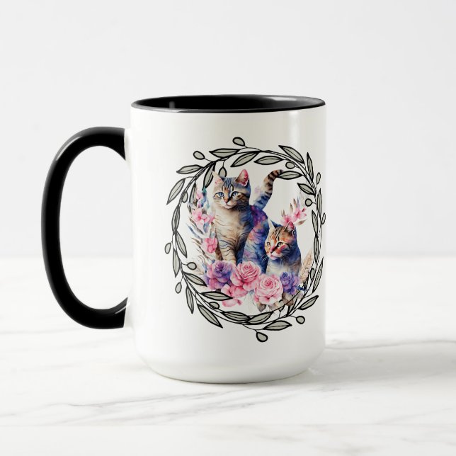 Taza de gato floral (Izquierda)