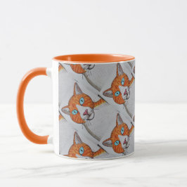 Taza de gato jengibre y blanco
