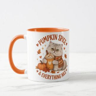 Taza de gato lindo con Pumpkin Spice & Everything 