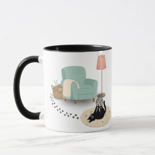 Taza de gato lindo divertido juguetón