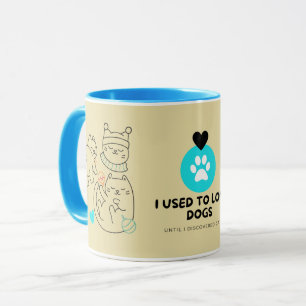 Taza de gato marrón oliva y azul moderno