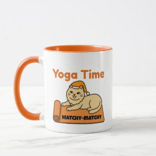Taza de gato Matchy-Matchy de tiempo de yoga