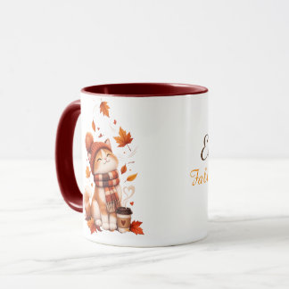 Taza de gato personalizada de otoño | Nombre perso