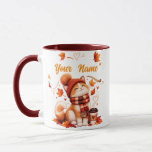 Taza de gato personalizada de otoño Nombre perso