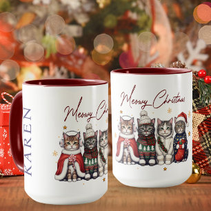 Taza de gato personalizada Meowy Navidad Catmas