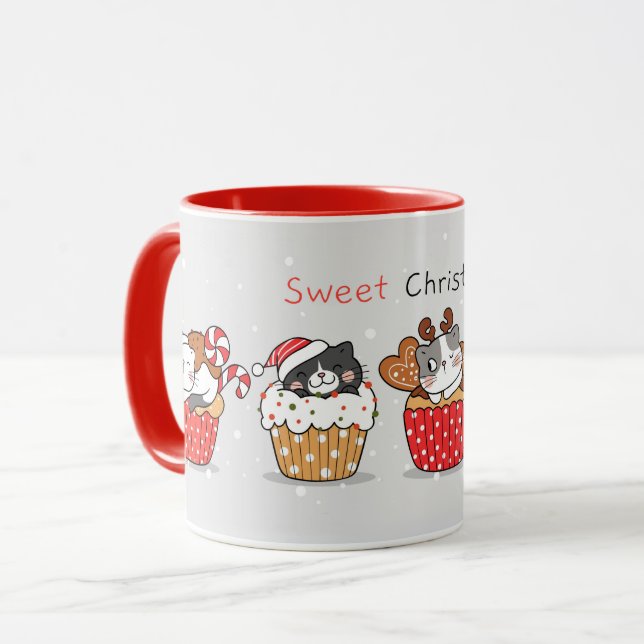 Taza de gatos navideños lindos (Anverso izquierdo)