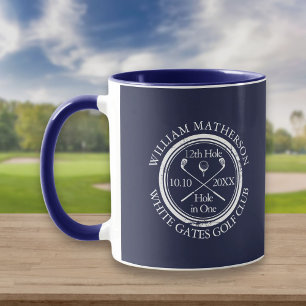 Taza de golf personalizada Navy Blue Hole in One