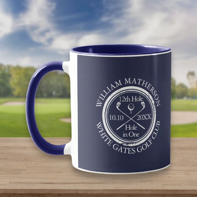 Taza de golf personalizada Navy Blue Hole in One (Subido por el creador)