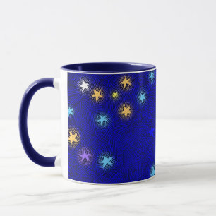 Taza de grabado vintage de estrellas coloridas