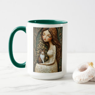 Taza de Hada de Gato Invernal Caprichosa Navidad V