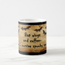 Taza de Halloween Alas de Murciélago y Café