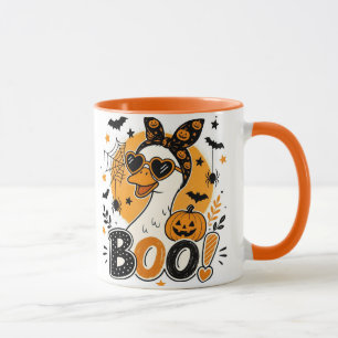 Taza de Halloween con Ganso y Gafas de Corazón - D