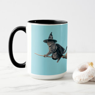 Taza de Halloween de bruja de gato atigrado lindo