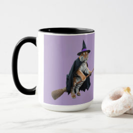 Taza de Halloween de bruja de tigre y león lindos