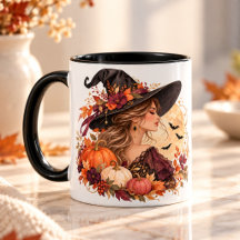 Taza de Halloween de Bruja Elegante | Luna de Otoñ