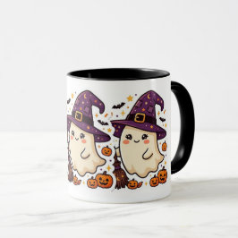 Taza de Halloween de bruja fantasma calabaza linda