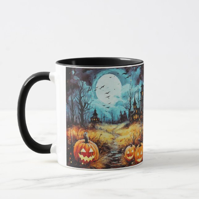 Taza de Halloween de Casa Embrujada Luna Llena Cal (Izquierda)