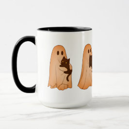 Taza de Halloween de Fantasma Lindo y Gato Negro