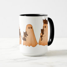 Taza de Halloween de Fantasma Lindo y Gato Negro