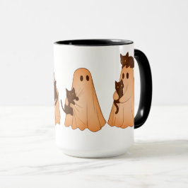 Taza de Halloween de Fantasma Lindo y Gato Negro