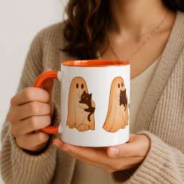 Taza de Halloween de Fantasma Lindo y Gato Negro