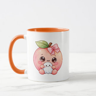 Taza de Halloween de fantasma melocotón Kawaii lin