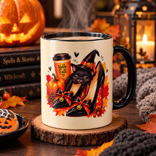 Taza de Halloween de Gato Negro Brujo – Tacones, C