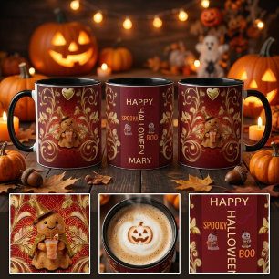Taza de Halloween de Latte Fantasma Adorable con N