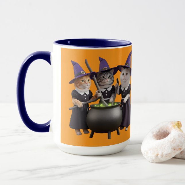 Taza de Halloween de Macbeth gato lindo (Con donut)
