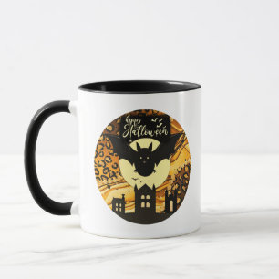 Taza de Halloween de murciélago de luna llena Feli