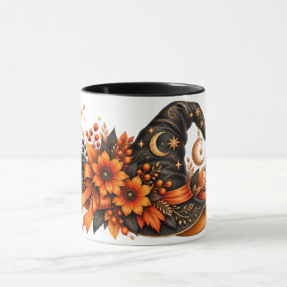 Taza de Halloween de sombrero de bruja de acuarela