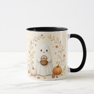 Taza de Haloween Fantasma Hojas de Otoño