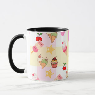 Taza de helado kawaii y goteo