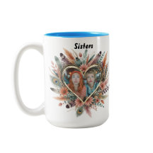 Taza de Hermana Boho con Corazón Floral y Nombres