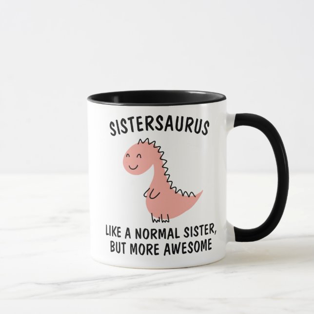 Taza de hermana | Sistersaurus| Taza de dinosaurio (Derecha)