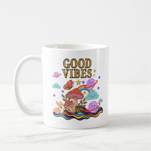 Taza de hongo de buenas vibras, taza de café arcoí