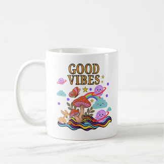 Taza de hongo de buenas vibras, taza de café arcoí