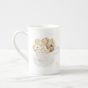 Taza de hueso de porcelana BISCOTTI + Inicial