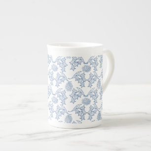 Taza de hueso de porcelana con estampado floral ét