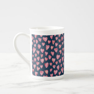 Taza de hueso de porcelana corazón de San Valentín