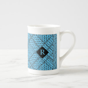 Taza de hueso de porcelana de ARGYLE TEJIDO AZUL +