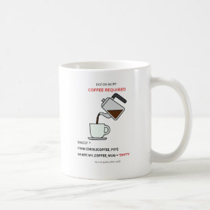 Taza de humor SQL Alerta del sistema Café requerid
