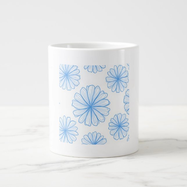 taza de ilustracion de flores azules (Frente)