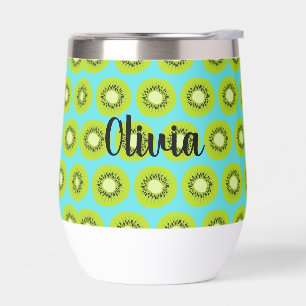 Taza de impresión Kiwi personalizada con fondo azu