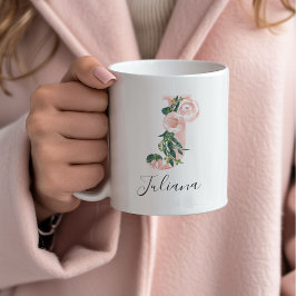 Taza de Inicial de Acuarela Floral - J