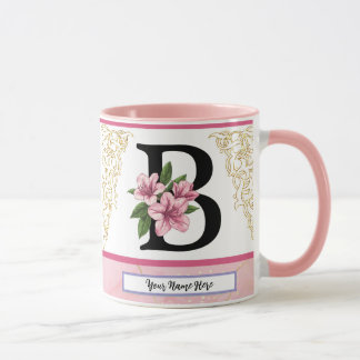 Taza de inicial floral – Monograma de letra B | Pe