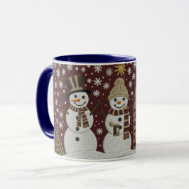 Taza de invierno de muñeco de nieve bordado acoged