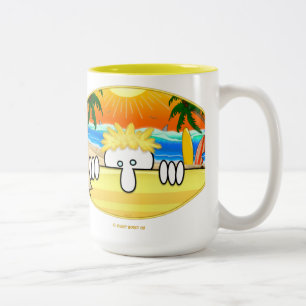 Taza de Kilroy de la persona que practica surf